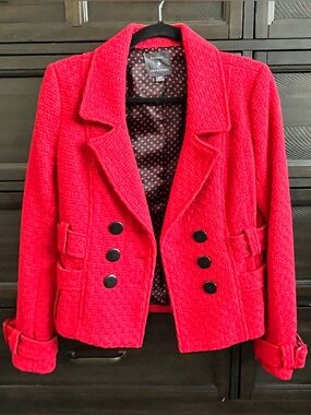 Forever 21  Red Textured Double-Breasted Blazer Jacket Coat Size Small